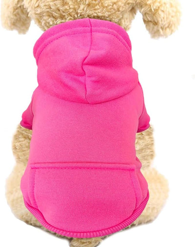 Jecikelon Soft Dog Hoodies for Small Dogs, Fleece Puppy Sweatshirt with Pockets, Warm Winter Cold Weather Coats for Pet Cat, Cute Clothes Puppy Costume (Rose red, X-Small)