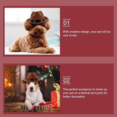 Generic Decorative Dog Fedora Hat Wear-Resistant Brown Mini Pet Accessory Suitable for Puppies and Small Dogs