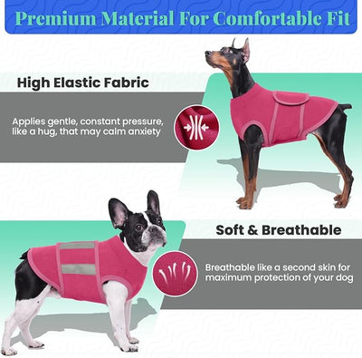 MIGOHI Dog Anxiety Relief Coat,Comfort Anxiety Vest for Dogs,Adjustable Anxiety Calming Wrap for Fireworks,Thunderstorms,Travel, Separation, Dog Anxiety Jacket for Small Dogs,L,Rosered