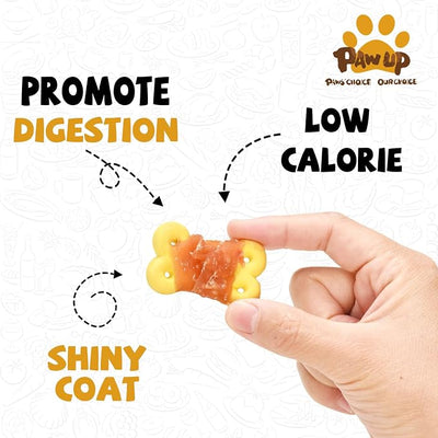 PAWUP Dog Treats Chicken Wrapped Pumpkin Biscuits, Rawhide Free w/Taurine Low Fat Chewy Training Treats,12.5 oz