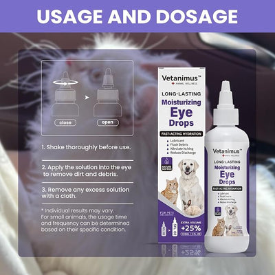Refreshing Moisturizing Eye Drops 150ml/5 fl.oz for Dogs, Cats, and Livestock Fast-Acting Hydration 2 Bottle Set