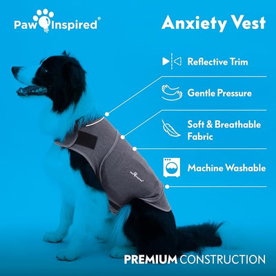 Paw Inspired Dog Anxiety Vest, Calming Thunder Jacket for Dogs, Soothing Compression Vest for Thunderstorms, Fireworks, Travel, Separation Anxiety (Medium)