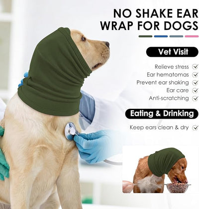 KOESON Dog Ear Wraps with Adjustable Hook & Loop, Soft No Shake Ear Wrap for Dogs Hematoma, Breathable Dog Ear Cover for Noise Protecion, Small Doggie Calming Hoodie for Thunder, Firework, Separation