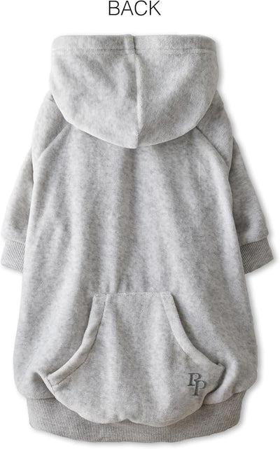 Pet Passion Cooper II Organic Cotton Velour Dog Hoodie Pet Coat for Small, Medium and Large Dogs, Light Heather Gray, X-Large (55-80 lbs)