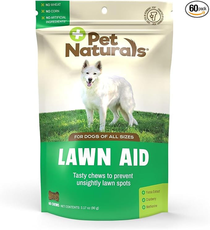 Pet Naturals Lawn Aid Soft Chews for Dogs, Urine Neutralizer, Prevent Lawn Burn and Maintain Green Grass, Bladder and Urinary Tract Support, Chicken Flavor, 60 Count