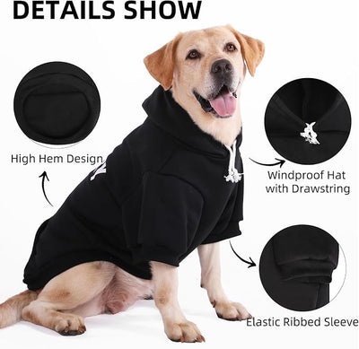 PUPTECK Security Dog Hoodie, Soft Warm Winter Pet Sweater Clothes, Puppy Cold Weather Coats Hooded Sweatshirt with Pocket, Dog Halloween Costume for Small Medium Large Dogs