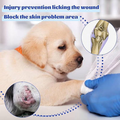 Dog Leg Sleeve to Cover Wounds Anti Licking Elbow Blue L | 95% Cotton, Breathable Fabric, Ease of use, Keep Bandage Covered, Wound Covered, Skin Problems