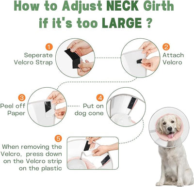 Dog Cone Collar to Stop Licking with Soft Liner, Comfortable Elizabeth Recovery Collar for Large Medium Dogs After Surgery, Pet Neck Head Cone Alternative,L