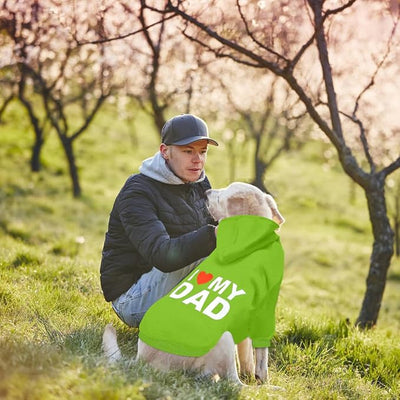 Dog Sweater Dog Hoodie Cold Weather Coat Hooded Sweatshirt for Puppies,Cats, Small Medium Large Dogs (Green(I Love My Dad), Medium)