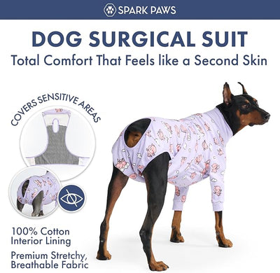 Spark Paws Dog Surgery Recovery Suit – Dog Recovery Suit After Surgery, Anti-Lick Dog Onesie, Abdominal Wound Protector, Soft Cone Alternative for Spay Neuter Male Female Pet Recovery - Pigs Fly - 5XL