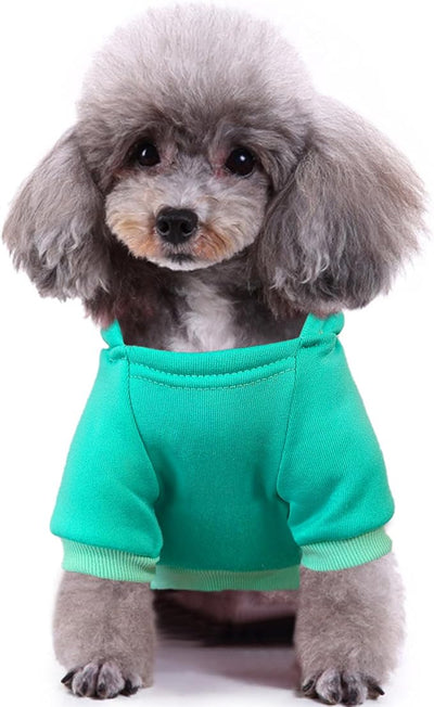 Jecikelon Print Dog Hoodies for Small Dogs, Soft Fleece Puppy Clothes for Pet Cat, Warm Winter Outfits Cold Weather Coats, Cute Sweatshirt Puppies Costume (Cyan, XX-Small)