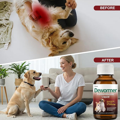 Dewormer Liquid for Dogs, Fenbendazole for All Wormers, Broad Spectrum, Safe for 6 Weeks and Older