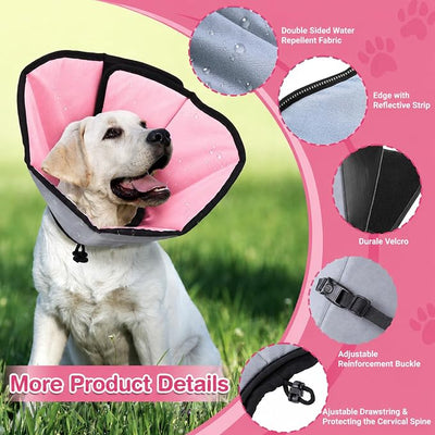 Dog Cone Collar for Dogs After Surgery Extra Long, Adjustable Comfy Dog Elizabethan Pet Collar Cone for Large Dogs Anti-Lick Protective Wound (Pink, S)