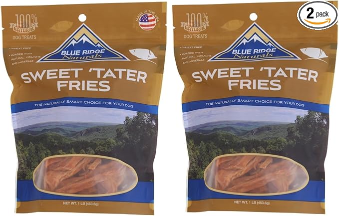 Blue Ridge Naturals - Sweet Tater Fries (1 lb.) - Naturally Healthy Dog Treats (2-Pack)