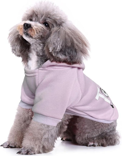 Jecikelon Print Dog Hoodies for Small Dogs, Soft Fleece Puppy Clothes for Pet Cat, Warm Winter Outfits Cold Weather Coats, Cute Sweatshirt Puppies Costume (Light Purple, Medium)