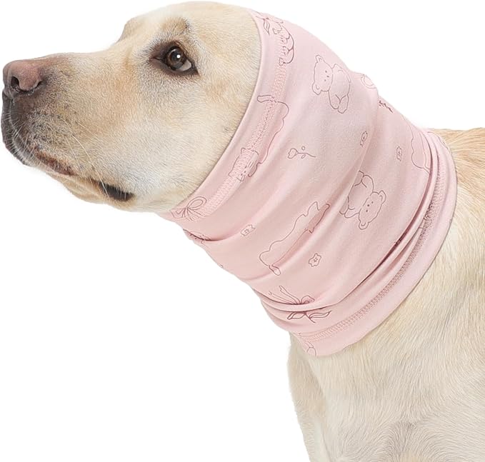 Nanaki No Shake Ear Wraps for Dogs Hematoma-Dog Ear Cover for Bath &Grooming,Dog Head Wrap Ears Protection Dogs Thunderstorm,Fireworks,Calming Comfort for Anxiety Relief,Vet Visit,Separation,Pink,M
