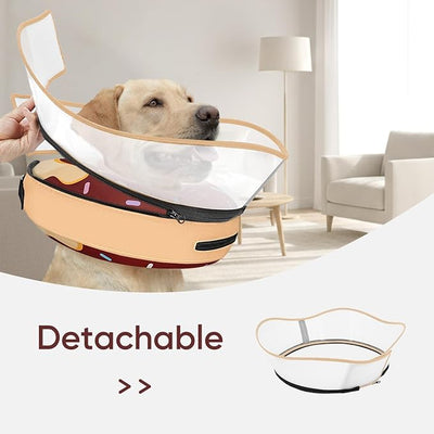Supet Raised Inflatable Dog Cone After Surgery - Adjustable Recovery Donut Collar with Removable Shield to Stop Licking Wounds & Protect Stitches - Soft Dog Cone Alternative for Small Dogs (Brown,S)