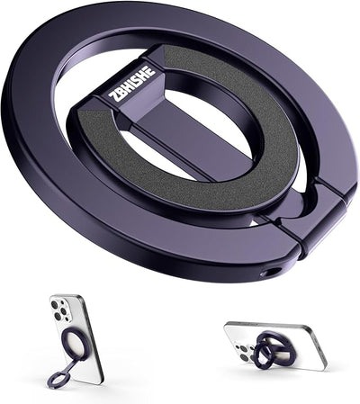 Magnetic Phone Ring for MagSafe Dual-Sided Magnetic Phone Grip Magnet Phone Stand Grip Compatible with iPhone 17/16/15/14/13 Pro Max Plus Mag Safe Accessory for Car Mounts (Purple)