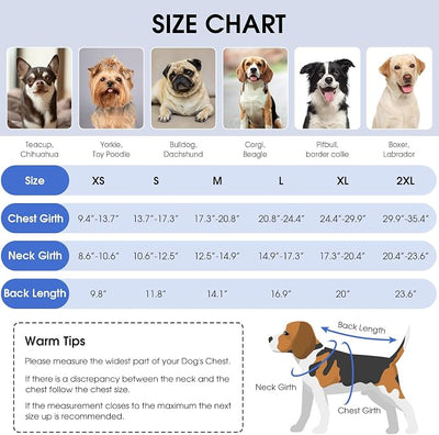 Queenmore Cold Weather Dog Coats Loft Reversible Winter Fleece Dog Vest Waterproof Pet Jacket Available in Extra Small, Small, Medium, Large Extra Large Sizes