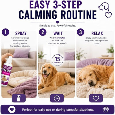 Dog Calming Pheromone Spray for Anxiety Relief, Helps Reduce Barking & Stress, Calming Support for Travel, Fireworks, Thunderstorms, Vet Visits & Separation Anxiety, 6.8 oz | Dog Calming Pheromone Spray