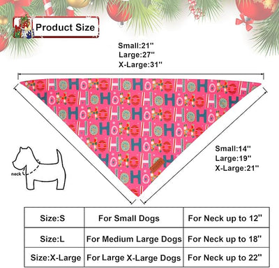 PTDECOR Christmas Dog Bandana, Reversible Holiday Xmas Pet Scarf, Multi Size, Pink Blue Christmas Bandanas for Extra Large Dogs Pets (Pink&Blue, X-Large)
