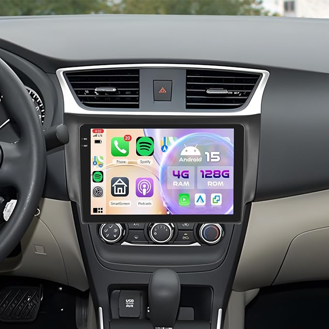 Inefala [4+128GB] Android 15 Car Radio for Nissan Sentra 2013-2017 with Wireless Carplay/Android Auto, 10.1 Inch HD Touchscreen Car Stereo with GPS Bluetooth 5G WiFi FM/RDS EQ SWC Backup Camera MIC