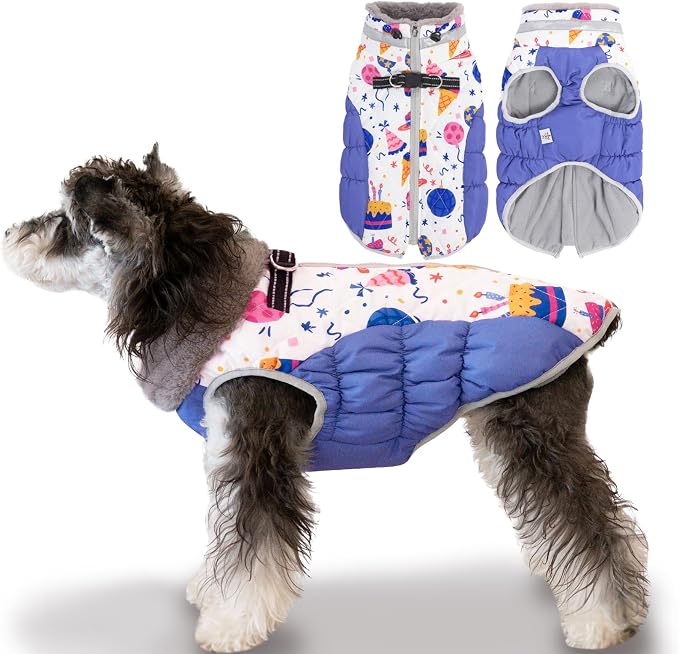 CuteBone Waterproof Thick Dog Winter Coat Doggie Jacket Warm Pet Clothes Comfortable Puffer Dog Vest for Small Medium Large Dogs with Harness Hole YRFN09M