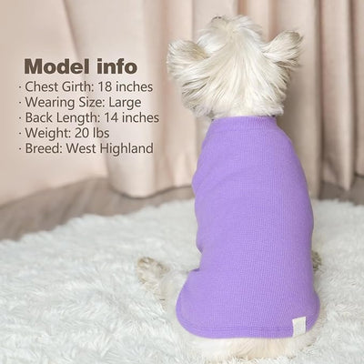 KYEESE 2Pack Waffle Dog Shirts, Lightweight Sleeveless Dog T Shirts for Small Dogs Boy Girl, Breathable Pet Vest Comfortable Tank Top Soft Dogs Clothes for Daily Wear, Purple+Grey, L