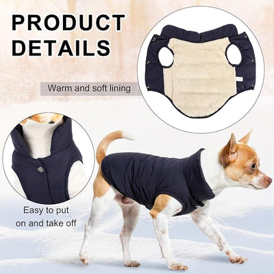 Syhood 2 Pieces Dog Jacket 2 Layers Fleece Lined Dog Jacket Warm Soft Windproof Small Pet Coat for Winter Cold Weather(S,Navy,Green)