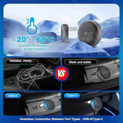 Carlinkit Wireless CarPlay & Android Auto Adapter - Mini Ultra 3 Convert OEM Wired to Wireless Dongle for iPhone & Android 11+, USB-A/Type-C Plug & Play, Fast Connection, Online Upgrade