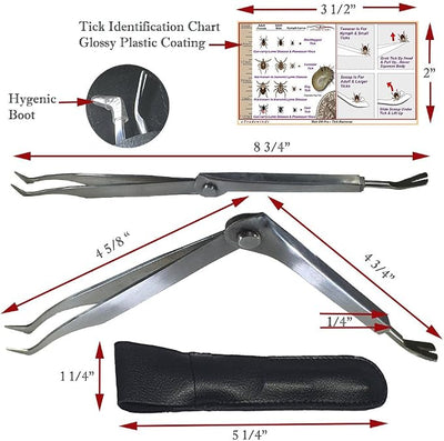 Tick Remover Tool Kit & Tick Identifier Card - Hygienic Stainless Steel