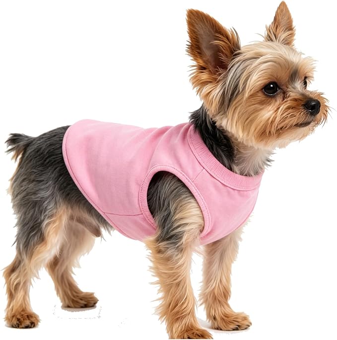 Pink Girl Dog Outfit Blank Pet Clothes Female Puppy Shirt Cat Kitten Tank Top Rabbit Bunny Apparel (Neck Girth 12.99'')