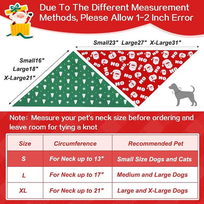 Vivifying Dog Christmas Bandana, 2 Pack Santa Claus and Christmas Tree Dog Scarves for Small Pets and Large Cats, Holiday Pet Costume for Photo Prop, and Party Decor (Small, Red&Green)