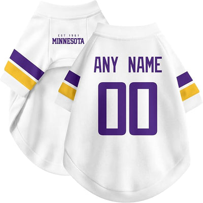 Minnesota Dog Clothes Jersey Style Personalized Pet T Shirt with Custom Name Number for Small Medium Large Dogs