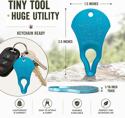 The Original Tick Key - Tick Detaching Device - Portable, Safe and Highly Effective Tick Detaching Tool (Blue)