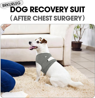 BRKURLEG Chest Recovery Suit for Dogs, Dog Chest Wound Cover, Breathable & Soft Pet Surgery Recovery Suit, Anti-Licking Wound Vest, Not for Spay/Neuter Surgeries, Pet Cone Alternative, Grey XXL