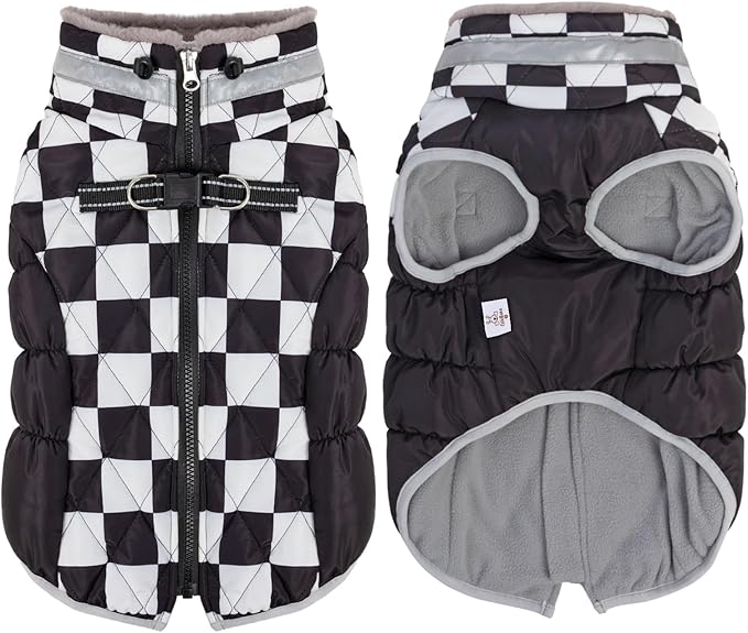 CuteBone Waterproof Thick Dog Winter Coat Doggie Jacket Warm Pet Clothes Comfortable Puffer Dog Vest for Small Medium Large Dogs with Harness Hole YRFN16L