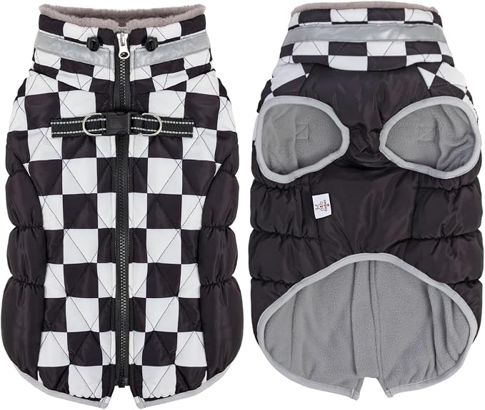 CuteBone Waterproof Thick Dog Winter Coat Doggie Jacket Warm Pet Clothes Comfortable Puffer Dog Vest for Small Medium Large Dogs with Harness Hole YRFN16M