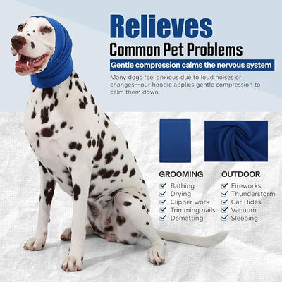 Dog Calming Hoodie Quiet Head Cover Sleeves Anxiety Relief/Noise Protection - Grooming - Thunder - Fireworks
