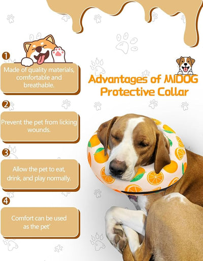 MIDOG Inflatable Dog Cone Alternative for After Surgery - Soft Protective Donut Collar Prevents Licking, Comfortable Recovery E-Collar Alternative for Small Medium Large Dogs (Orange,XL)