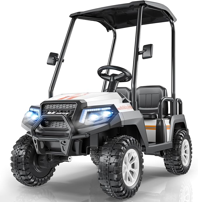 LIGIANT 24V Ride on Car for Big Kids, 4-Seaters Kids Golf Cart, Max. Capacity: 264 Lbs(4 Kids), 4WD Kid's Car w/Remote Control, Detachable Awning, Spring Suspension, Music/Story/Power Display