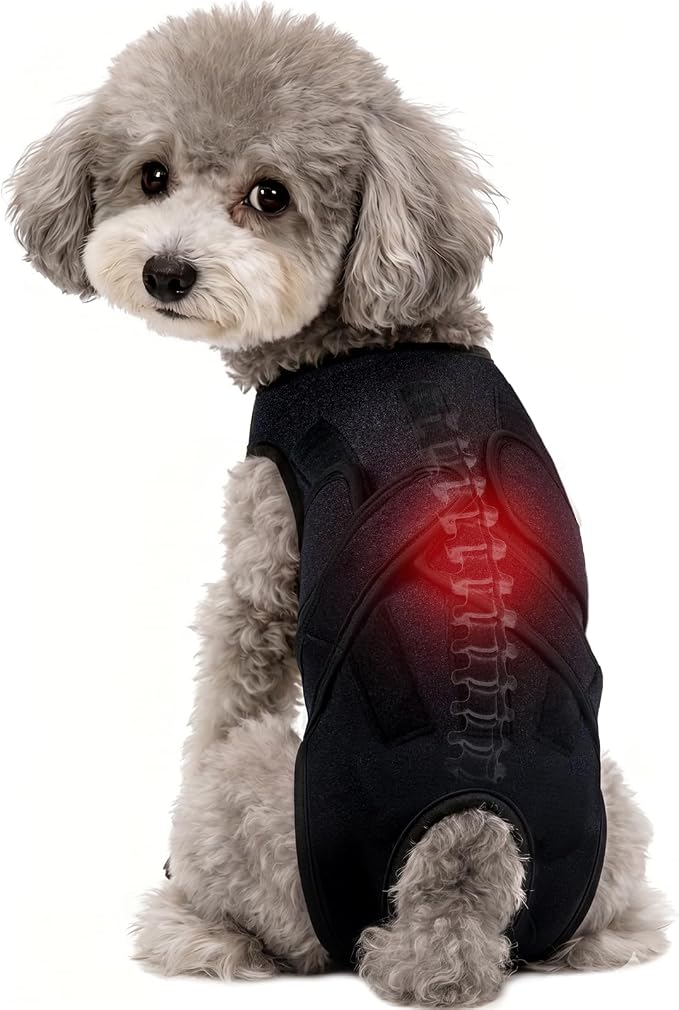 Dog Back Brace for IVDD Recovery, Adjustable Dog Spine Support Harness for Dachshund Corgi French Bulldog Pug, Pain Relief Back Protector for Senior,Post‑Surgery,Long‑Bodied & Overweight Dogs, XS