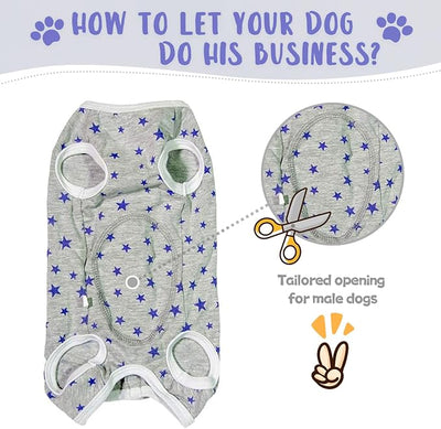 Dog's Recovery Suit Post Surgery Shirt for Puppy, Small Dog Surgical Recovery Suit for Female Male Dogs, Dog Onesie Protect Surgical Wound(Grey Stars-m)
