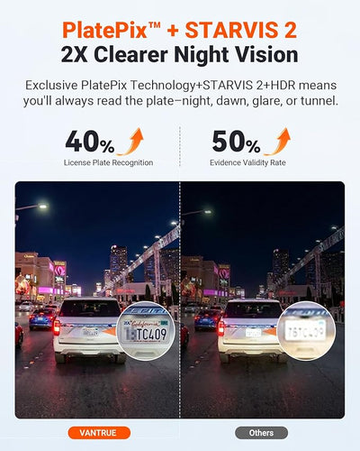 Vantrue New N4S 3 Channel Dash Cam, STARVIS 2 Night Vision, Front Rear Inside Dashcam for Cars, Front and Rear Dual Channel, PlatePix Tech, Parking Mode, Wi-Fi, GPS, 2" IPS, Support 1TB (RC18)