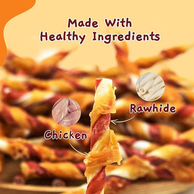 Jungle Calling Dog Treats, Chicken Wrapped Rawhide Chew Sticks, High Protein, Low Fat Dental Chews for Teeth Cleaning & Training Rewards, 10.6 oz