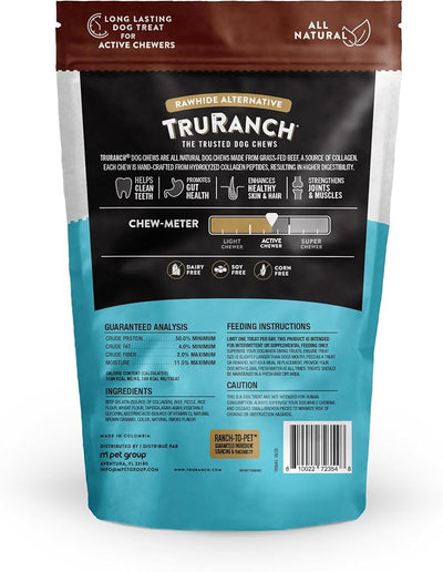 TRURANCH Collagen Rolls - 6" Collagen Rolls for Dogs - Long Lasting Healthy Joint Support Dog Treat - Rawhide Alternative - Skin & Coat Health - Made with Real Bully, 1 Bag, 4 Count