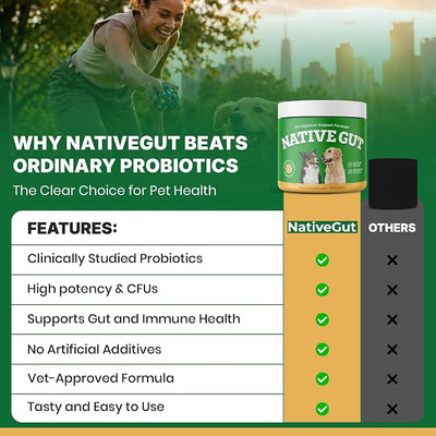 Natural Probiotic Supplement for Pets, Supports Digestive Health & Gut Microbiome, 8 Probiotic Strains, Powder Form, 30 Scoops