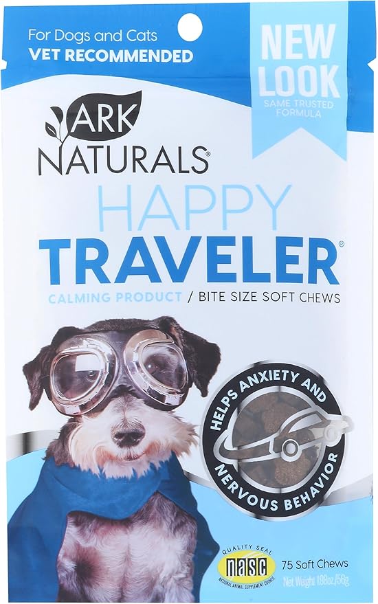 ARK NATURALS, Cat Dog Chews Happy Traveler, 1.98 Ounce
