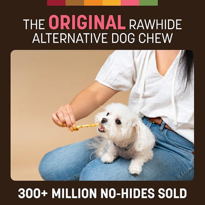 Earth Animal No Hide Stix - Long Lasting Rawhide Free Small Dog Chews Sticks, Salmon - 20 Count Value Pack