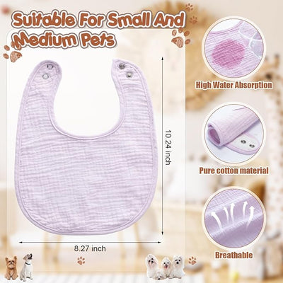 Shinylin 10 Pcs Muslin Cotton Square Dog Bandanas Reversible Pet Bibs Scarf Dog Scarves with Two Snaps Apparel Accessories Kerchief for Small to Medium Puppy Cat (Bright Color)